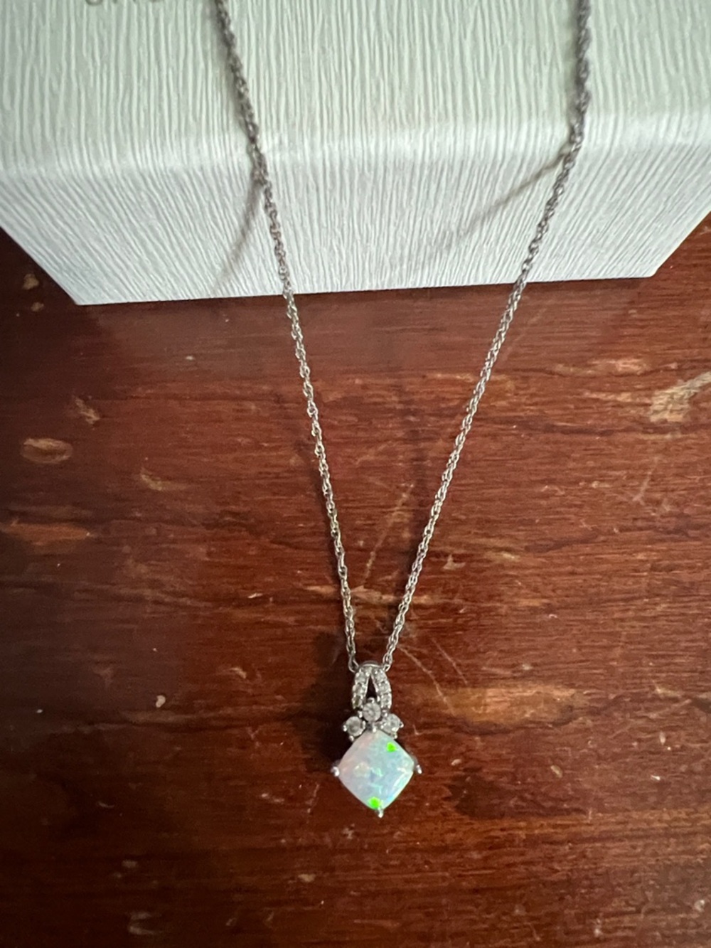Genuine Opal Pendant Necklace with Sterling Silver .925 18” Chain